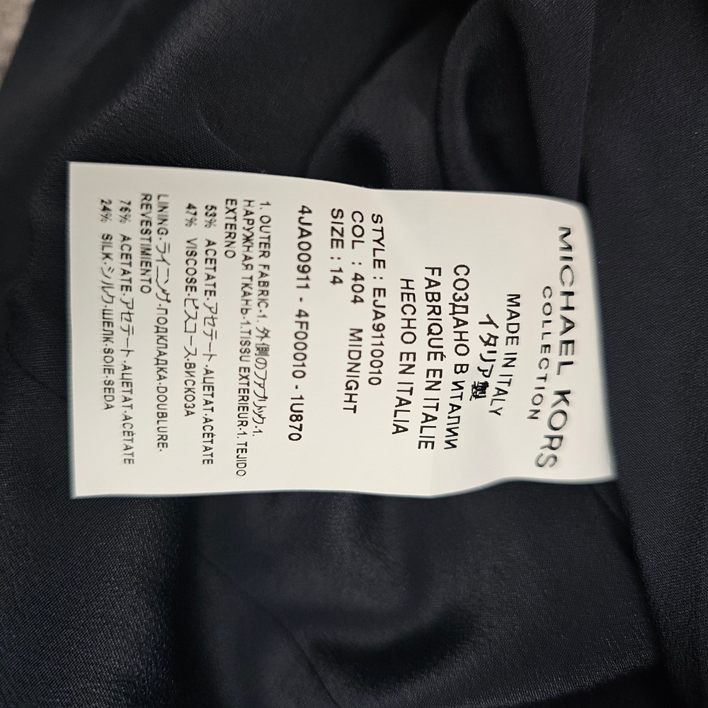 Michael Kors Blazer Womens Crepe Sable Cropped Boyfriend Midnight Gold Button 14 - Picture 8 of 8